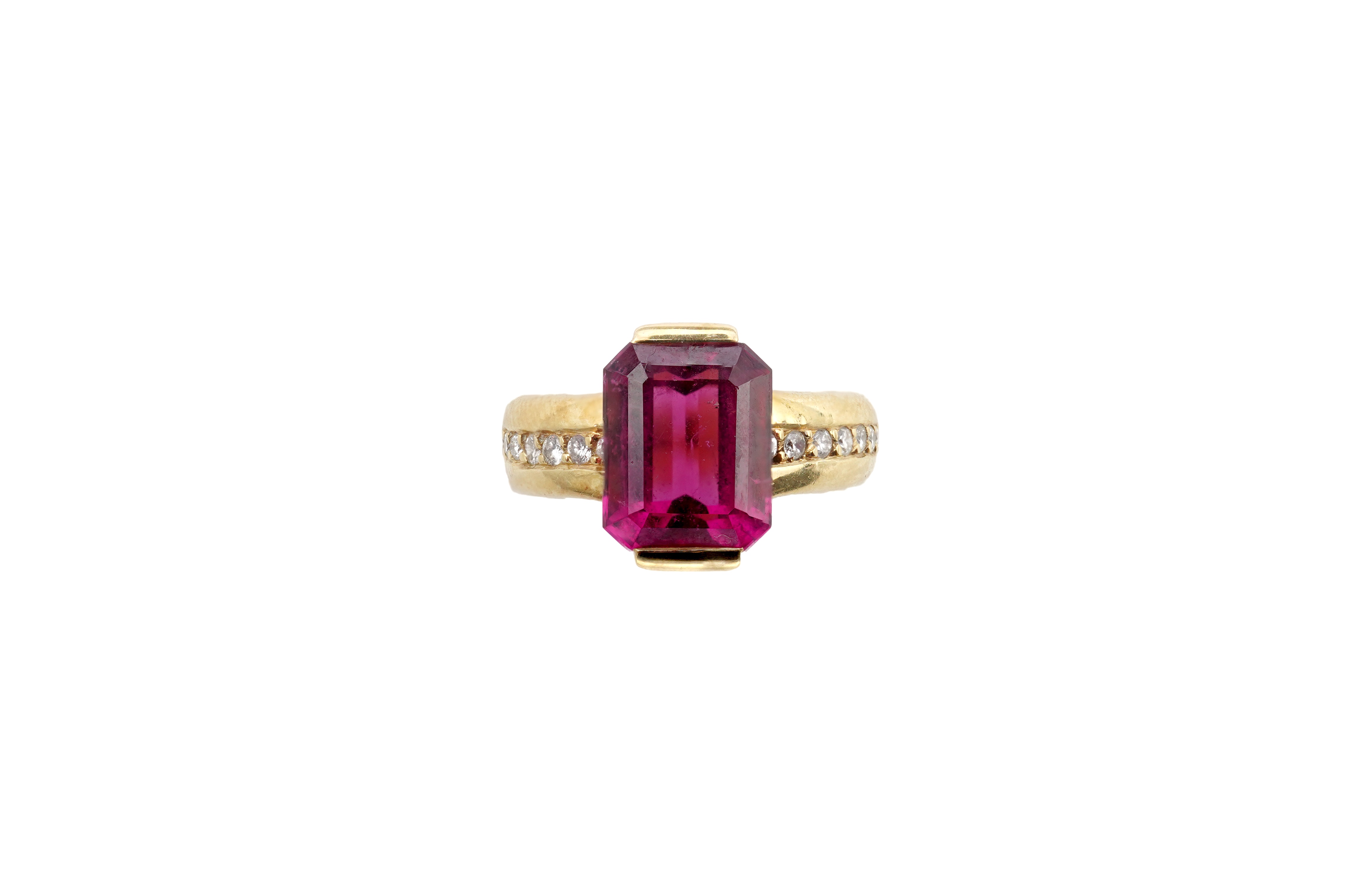 A rubellite tourmaline and diamond ring
